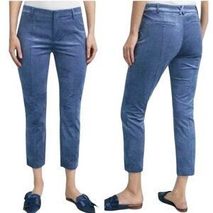 Anthropologie The Essential Slim Trousers Pants Size 6 Blue Velvet Cropped